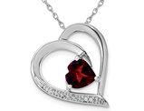 1.35 Carat (ctw) Garnet Heart Pendant Necklace in Sterling Silver with Chain